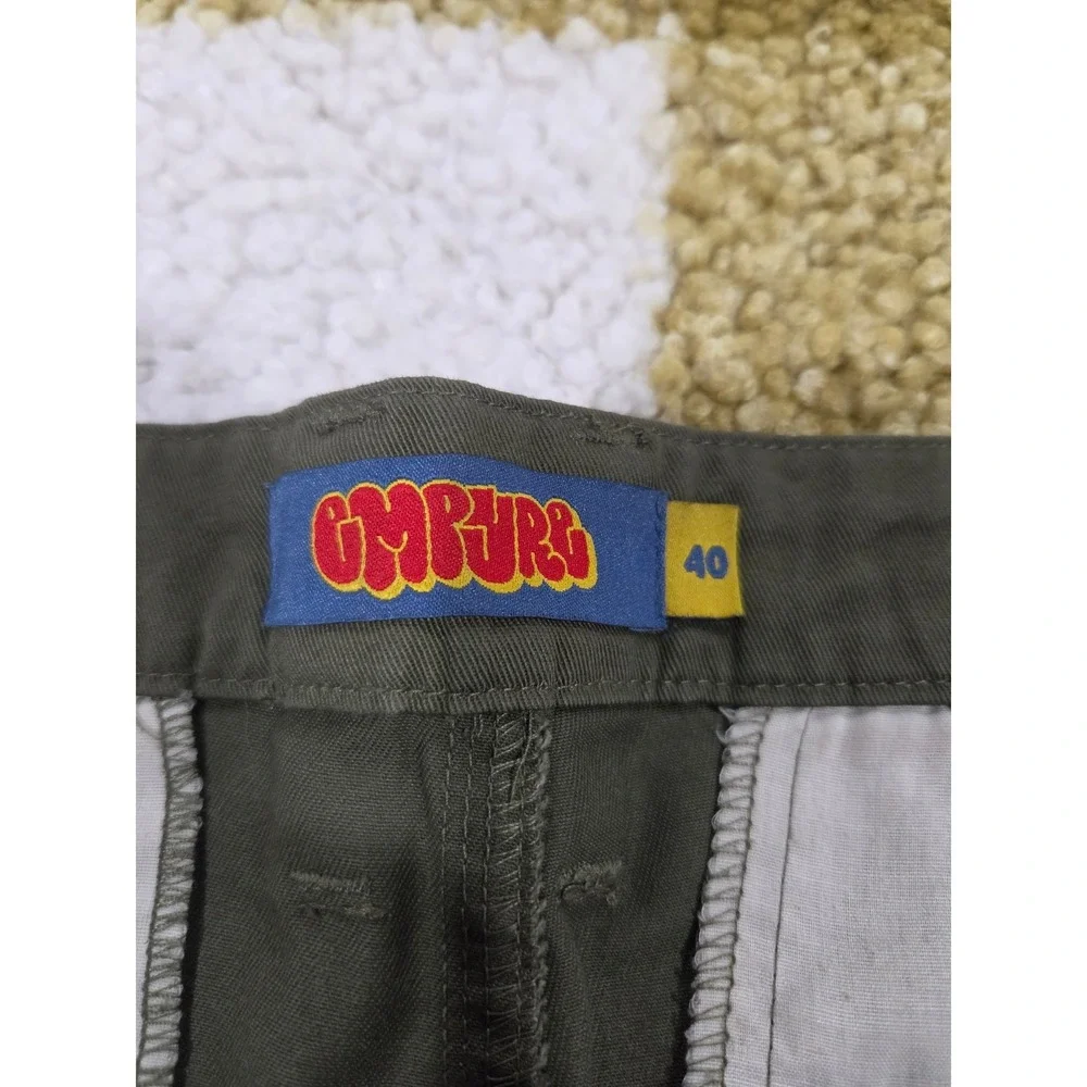 Gnu Guru Relax Cargo Pants Mens 40 Olive Green Utility Workwear Straight Leg